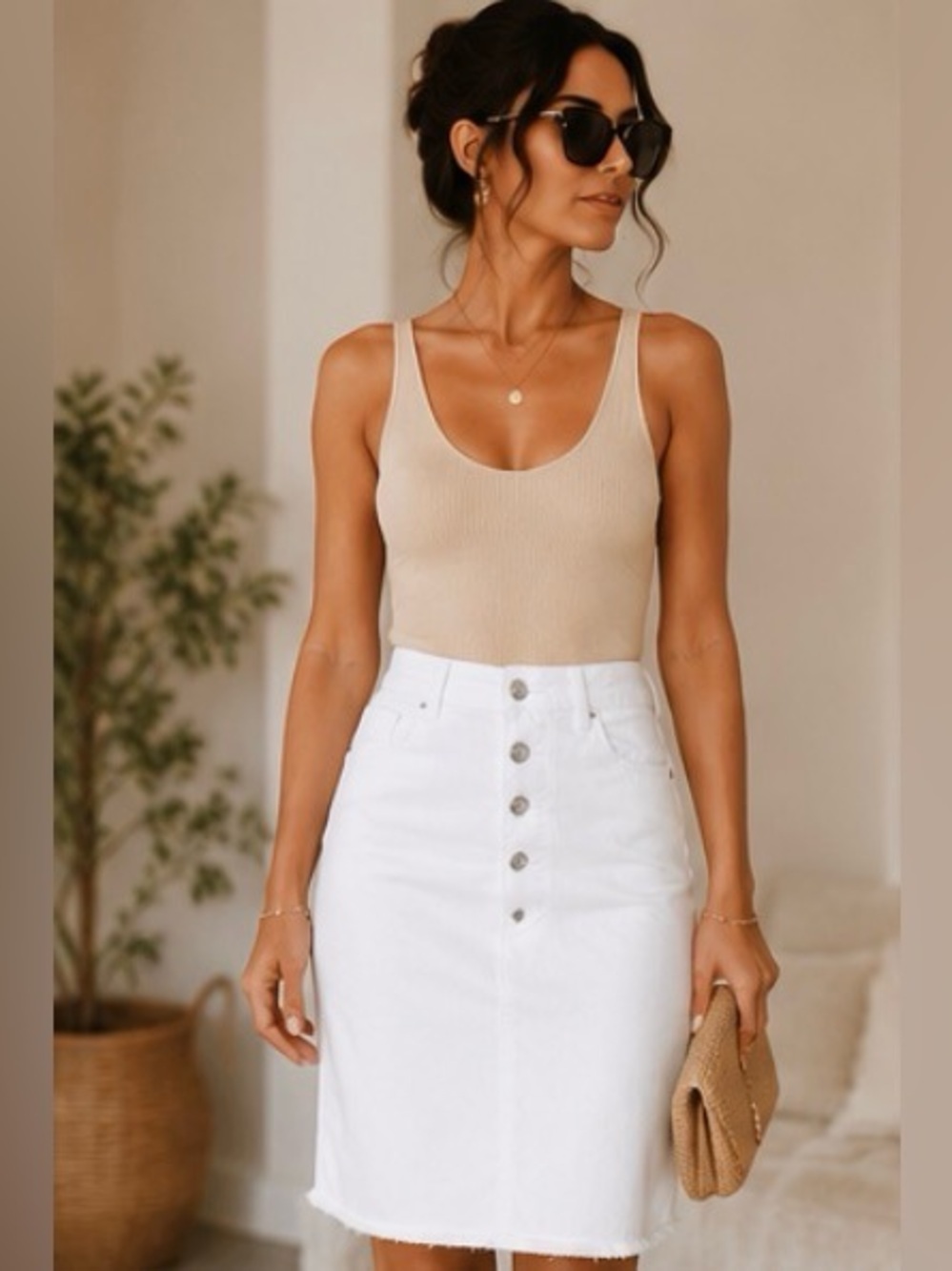 EST. 1946 White Denim Pencil Skirt Size 27 EUC